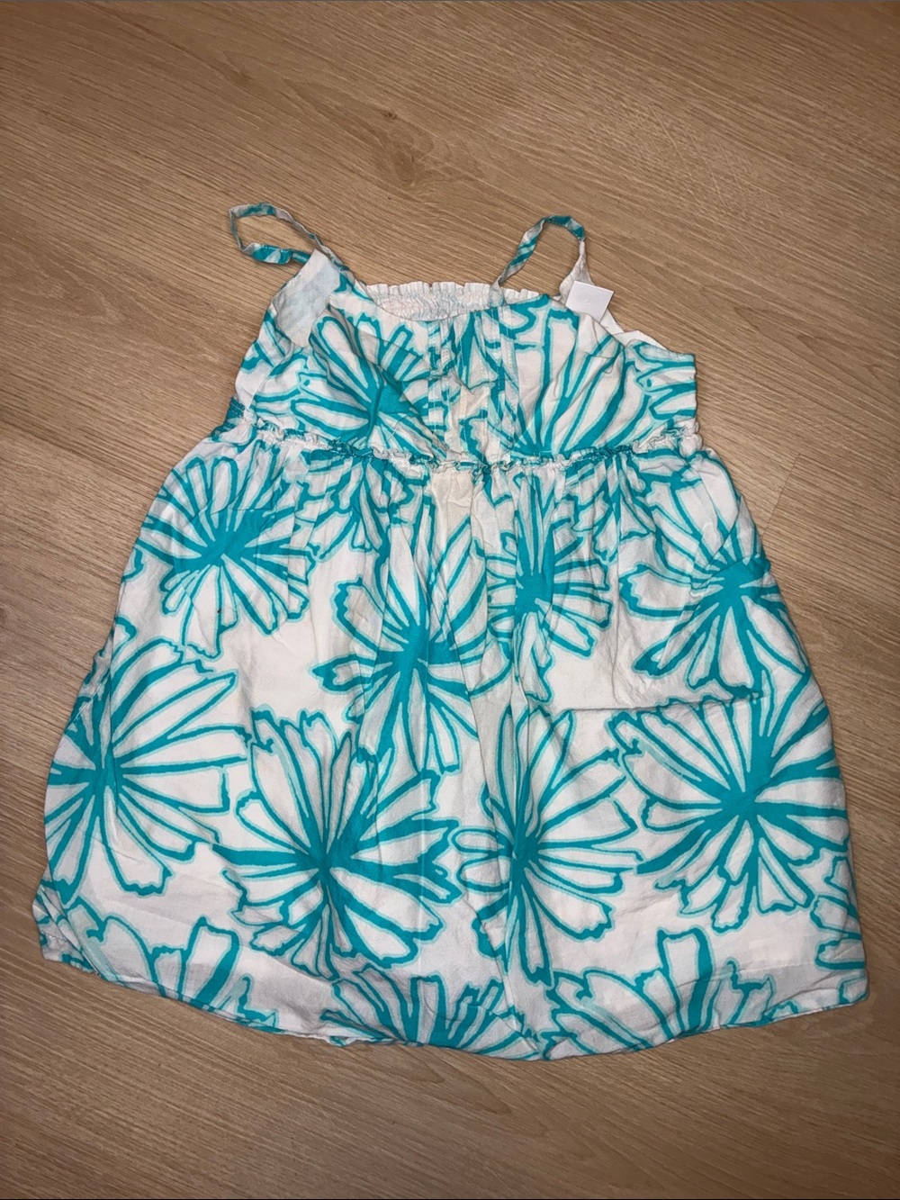 Gymboree White & Teal Floral Summer Dress